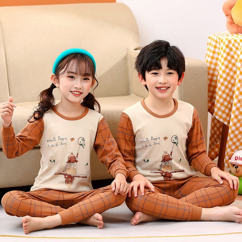 小孩纯棉套装男童秋衣秋