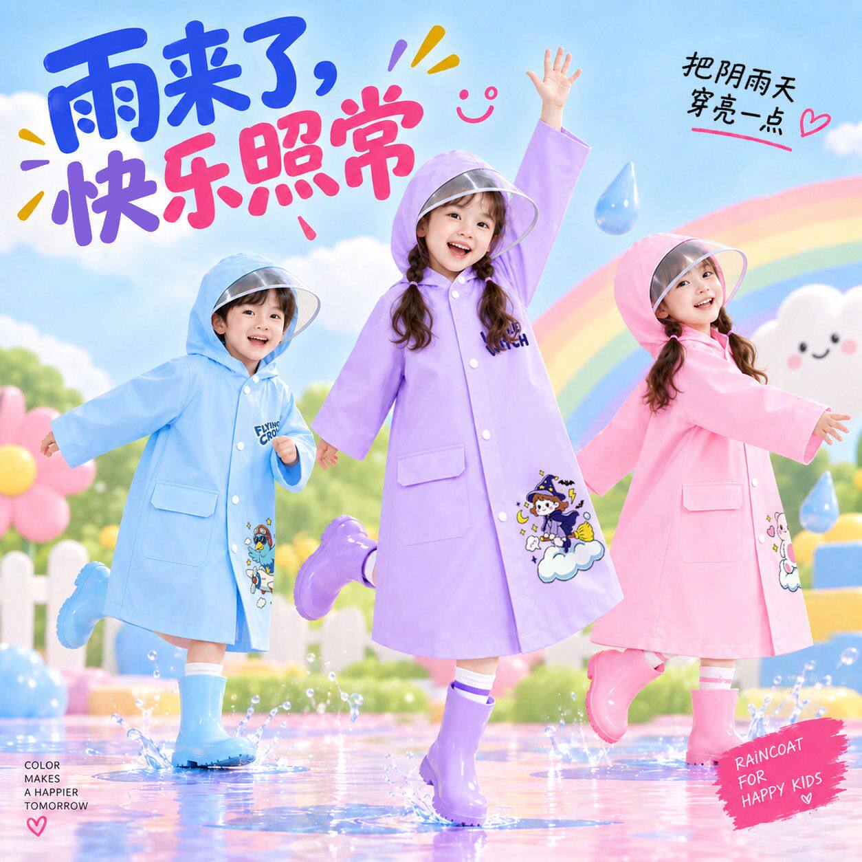 儿童雨衣男童女孩可爱印