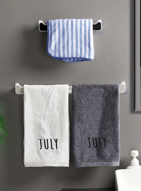 喵可可毛巾架免打孔卫生间浴室吸盘挂架浴巾架子北欧创意单杆置物