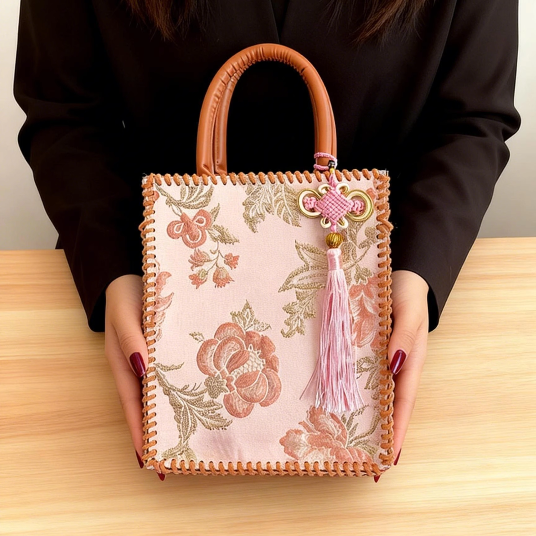 手缝新中式国风宋锦手工包包