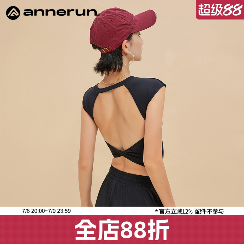 ANNERUN露背短袖修身运动上衣