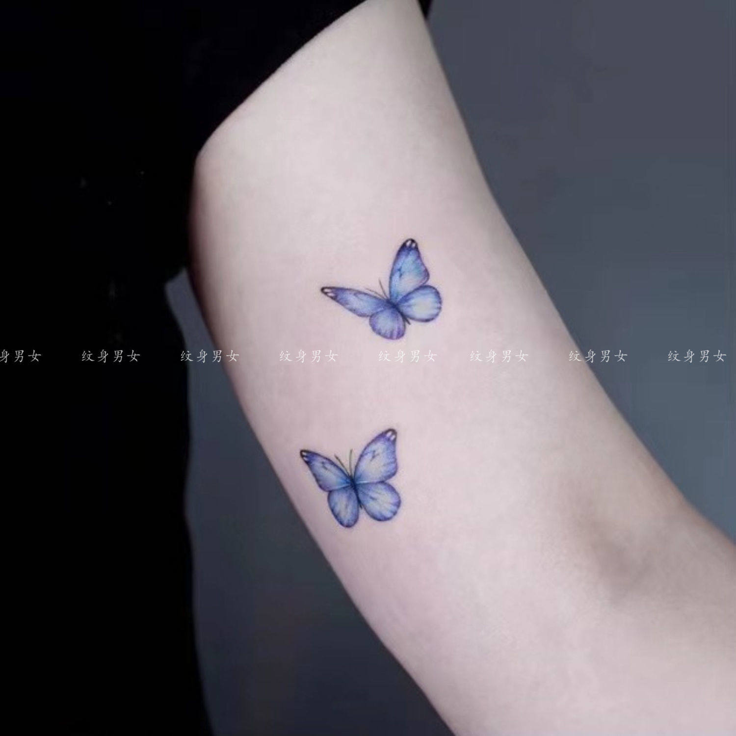 彩色手绘蝴蝶纹身贴小清新纹身贴防水女持久仿真暗黑系泫雅ins风