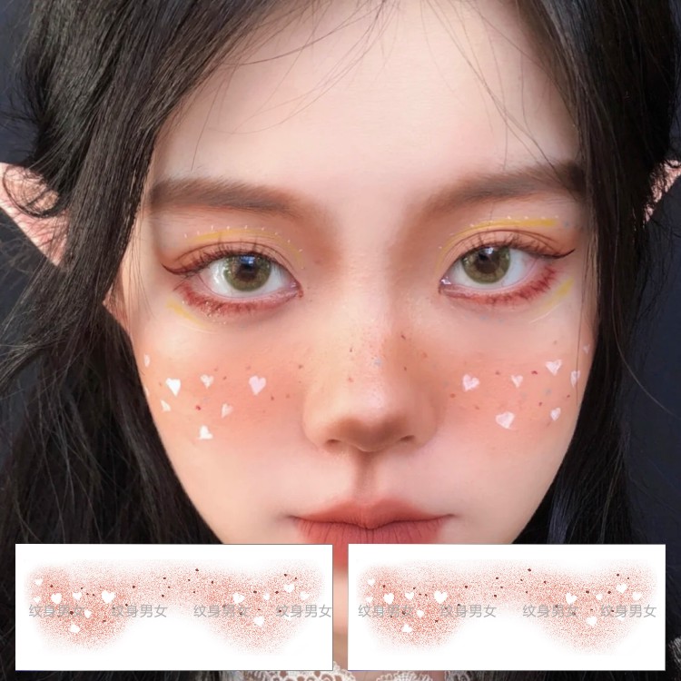 圣诞节小鹿灵感妆容纹身贴 麋鹿妆容 纹身贴 防水 爱心甜没妆容