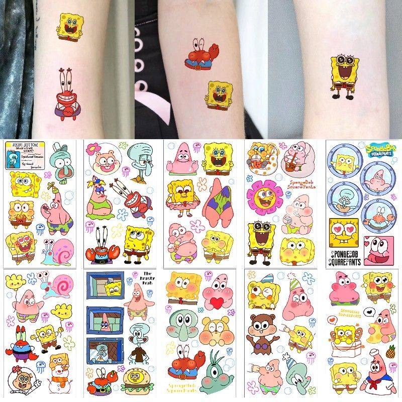 新款卡通形象海绵宝宝派大星小清新纹身贴可爱ins风手臂装饰贴纸,家居饰品,其他贴饰,淘宝优惠券,粉丝福利购,淘宝优惠卷