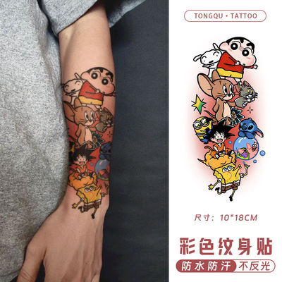 蜡笔小新oldschool纹身贴防水男女持久可爱爆款卡通彩色花臂贴纸