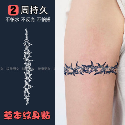 草本纹身贴果汁持久男女防水非永久荆棘臂环刺青贴纸ins风