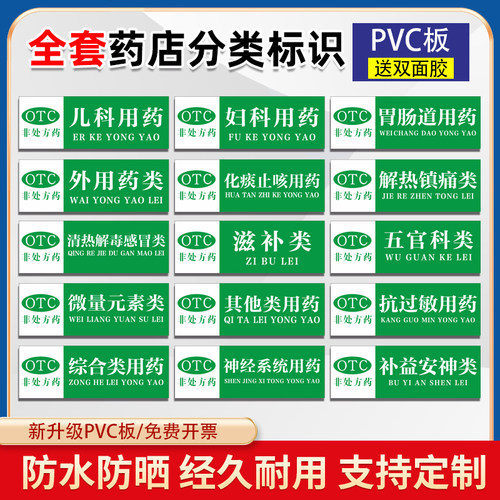 药房药店分类分区标识牌全套标签区域牌门诊医院诊所大药房药品分区域分组标识牌GSP认证贴纸标牌定制