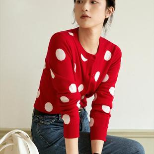 FCE3WSC033 羊毛波点提花开衫 miss fantasy