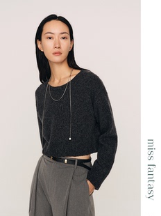 FJ478623O 竹节纱截短套头羊毛衫 miss fantasy邓肯16支羊绒羊仔毛