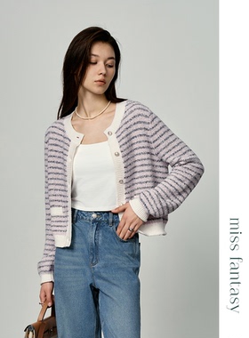 miss fantasy 法式小香风 圈圈纱圆领开衫FO4463239