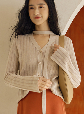 miss fantasy桑蚕丝羊绒混纺钩花开衫FCF1WSC070