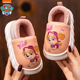 汪汪队儿童包跟棉拖鞋冬季男女宝宝小孩卡通居家保暖防滑防水棉鞋