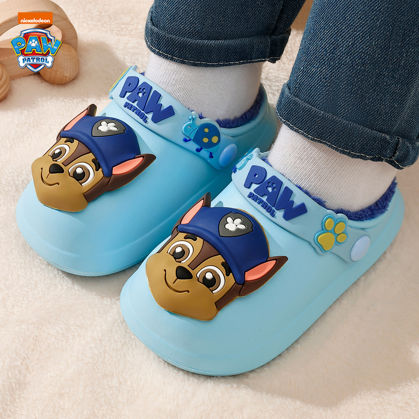 汪汪队儿童棉拖鞋冬季包跟居家保暖防滑防水舒适棉鞋男女孩中大童
