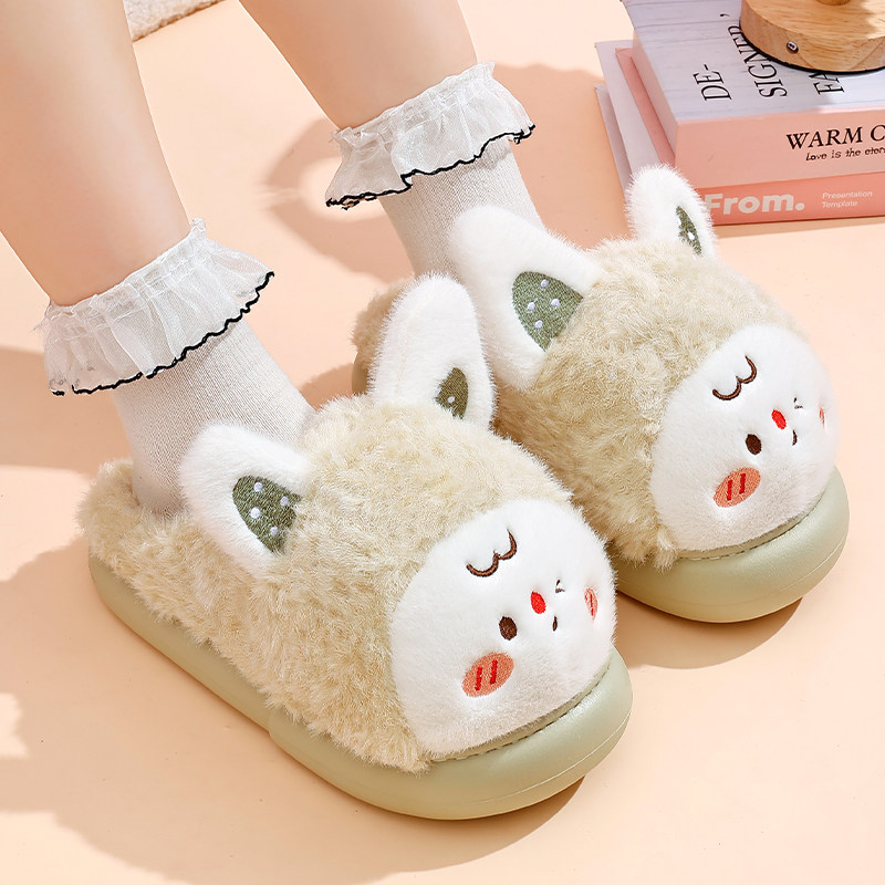 新款棉拖鞋秋冬季室内家居加绒保暖防滑可爱百搭毛毛拖鞋女士毛绒