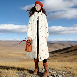 清【恰逢晚冬】复古原创小樱桃刺绣羽绒服女冬季加厚保暖精致外套