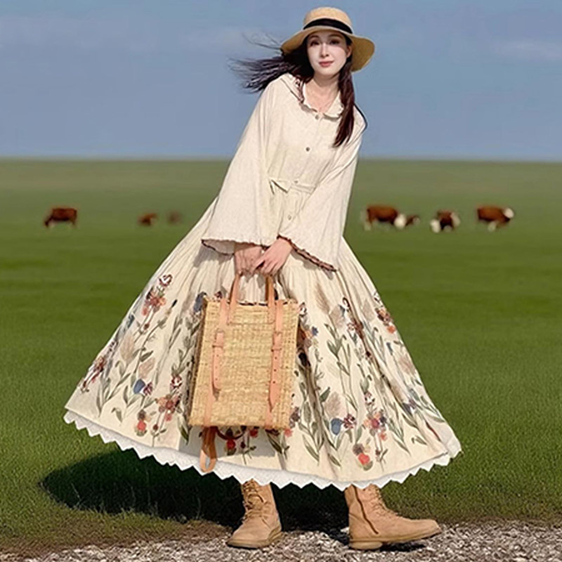 【一路向野】复古浪漫印花风衣女2025年秋季新款连帽拼接长款外套,女装/女士精品,风衣,淘宝优惠券,粉丝福利购,淘宝优惠卷