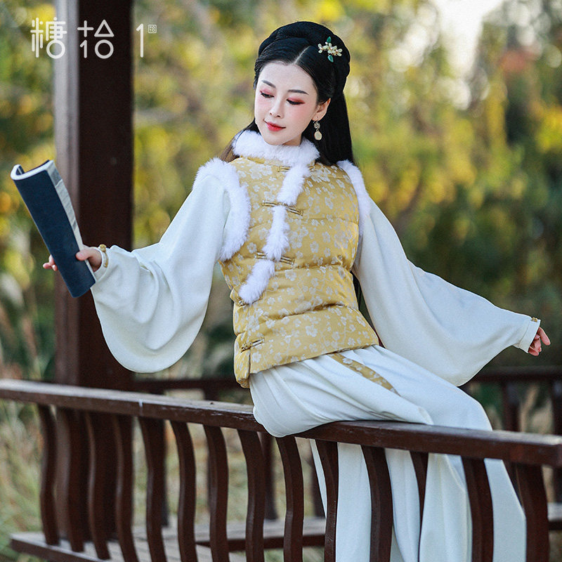 改良汉服女中国风羽绒马甲短袄
