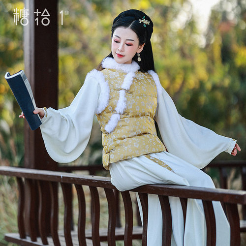 改良汉服女中国风羽绒马甲短袄