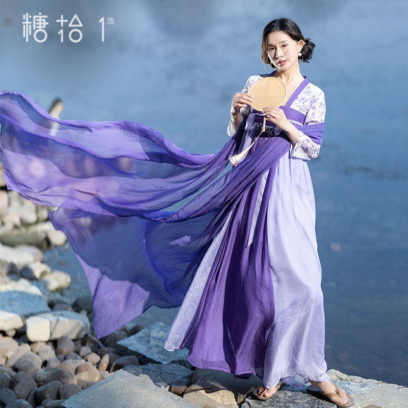 改良雪纺碎花襦裙女装春夏季汉服