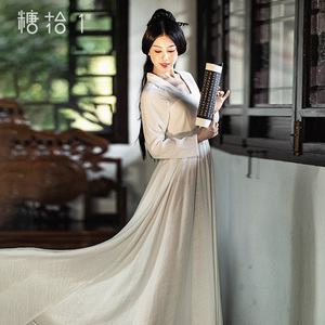 糖十一【予君书】原创宋制汉服女改良日常古装长裙白色连衣裙仙气