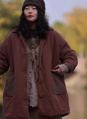 小红分享-衣路做旧贴布口袋开衫棉衣27288（长81围146）