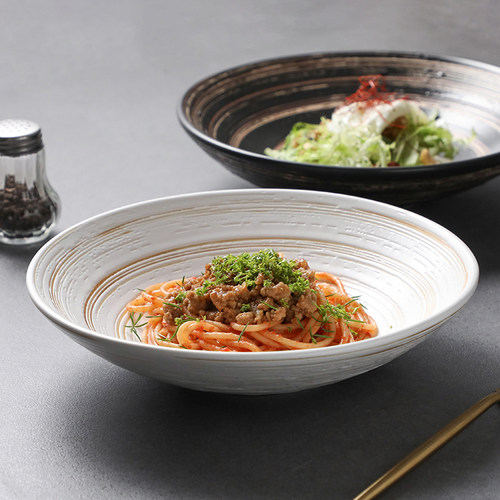 斗笠碗陶瓷装菜盘浅碗拉面碗餐厅