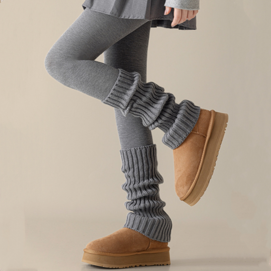 高级灰！袜套配雪地靴堆堆袜腿套