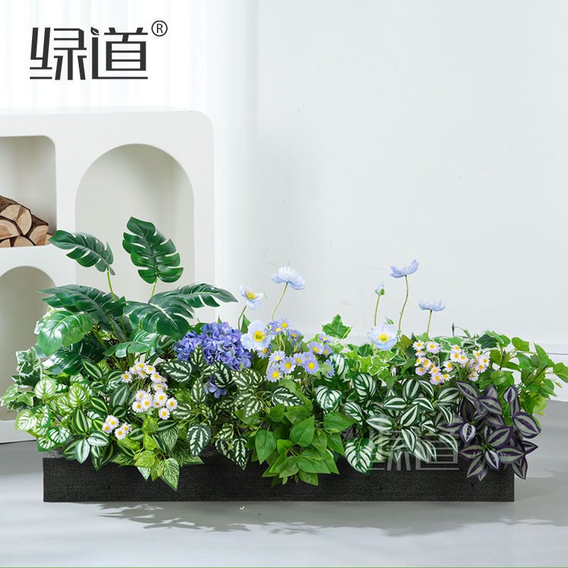 仿真花摆设假植物隔断绿植造景花槽仿生户外花箱布置花坛假花组合