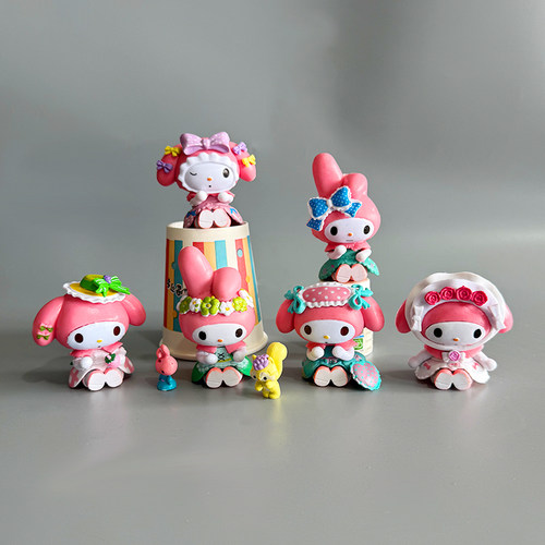 茶话会女仆美乐蒂库洛米KT猫蛋糕装饰摆件粉色系小公主女孩插件