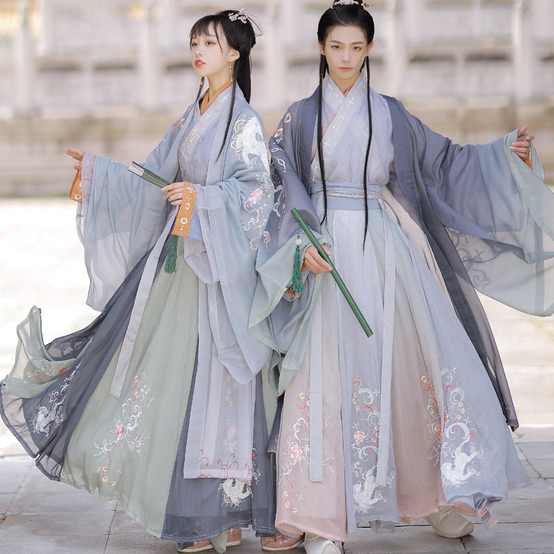 出社【麟星瑶】汉服女中国风原创正品魏晋交领齐腰襦裙男女CP同款