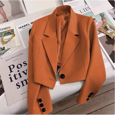 Women's Solid Color Lapel Collar Fitted Blazer Jacket