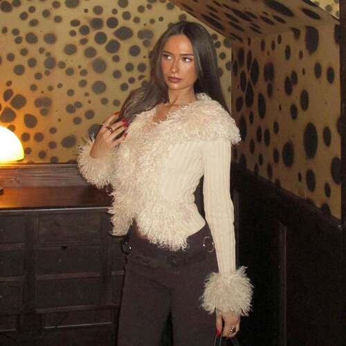 Women's V Neck Knit Cardigan Sweater Autumn Winter Vintage