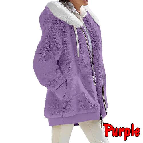 Plus Size Women's Elegant Hooded Coat  Soft Polyester Long