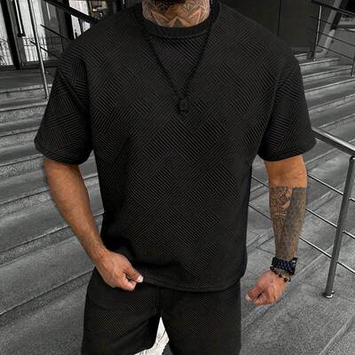 Men's Textured Regular-Fit 2-Piece Menswear Matching Set -
