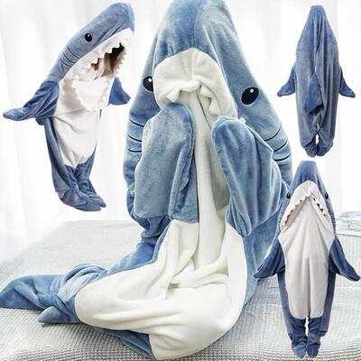 Shark Pajamas Adult Cute Shark Blanket Hoodie Wearable