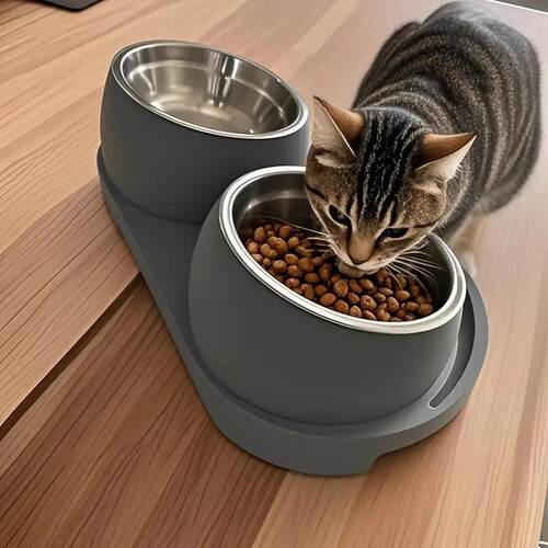 Stainless Steel Double Bowl Pet Feeder with NonSlip Base