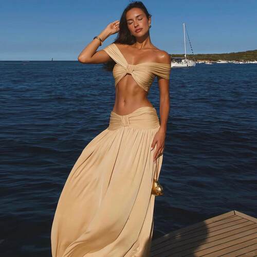 LikeMyChoice Elegant 3-Piece Bikini Set with Maxi Skirt Sexy