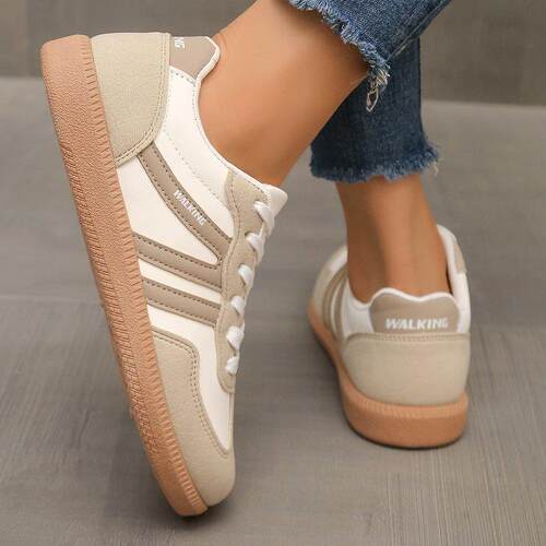 Womens Colorblock Leopard Print Lace Up Training Shoes