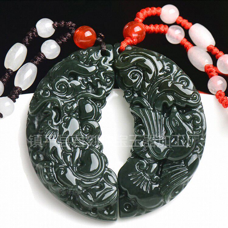 2026新疆和田玉青玉龙凤对吊坠情侣挂件龙凤佩玉坠玉石玉器货源