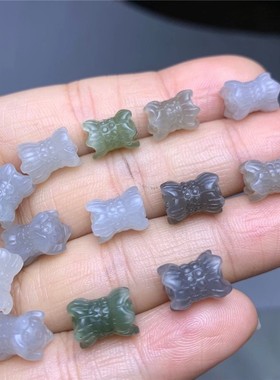 2026和田玉双莲花 颜色漂亮料质细腻diy各种手链挂件等莲花小配件