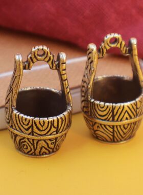 2026新款纯铜福字水桶钥匙扣创意黄铜饰品挂件聚宝盆装饰品挂饰