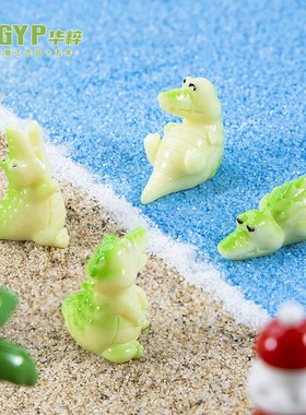 2026可爱小鳄鱼水族鱼缸小配件 卡通鳄鱼DIY装饰品微景观海洋树脂