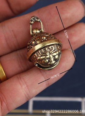 2026手工黄铜纯铜饕餮铃铛汽车钥匙扣挂件铃配饰创意礼品男女吊坠