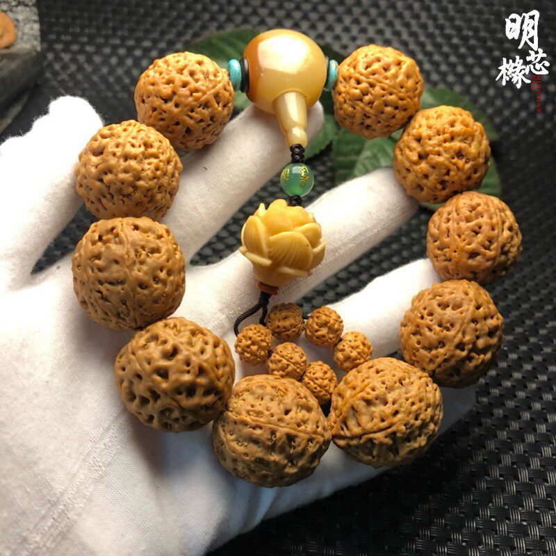 2026印尼姜黄皮大金刚菩提手串爆肉七瓣DIY橄榄核莲花款文玩佛珠