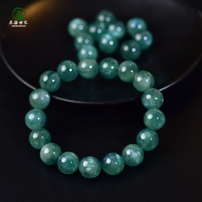2026蓝晶石手串女男东海水晶玛瑙双色宝石原石猫眼石散珠子蓝绿晶
