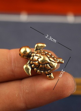 2026跨境爱心小乌龟黄铜摆件仿古玩古铜器茶宠桌宠车宠送礼工艺品