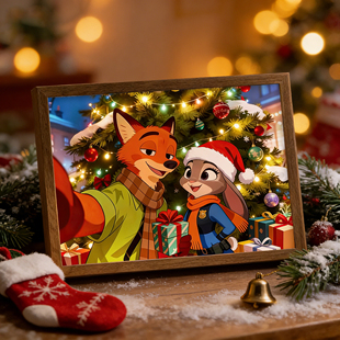 疯狂动物城2朱迪尼克周边灯光画发光相框夜灯送女朋友圣诞节礼物