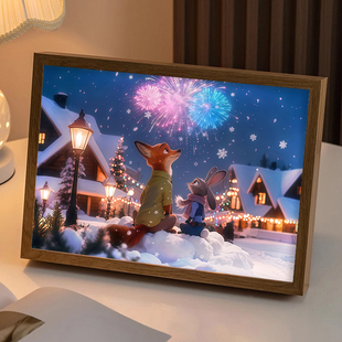 疯狂动物城朱迪尼克动漫周边小夜灯创意唯美雪景礼物蓝牙音响摆件