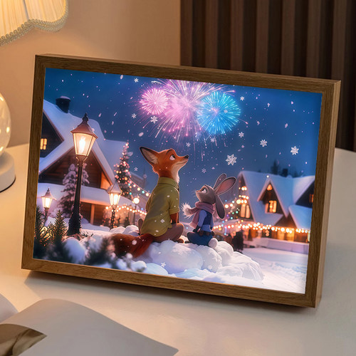 疯狂动物城朱迪尼克动漫周边小夜灯创意唯美雪景礼物蓝牙音响摆件