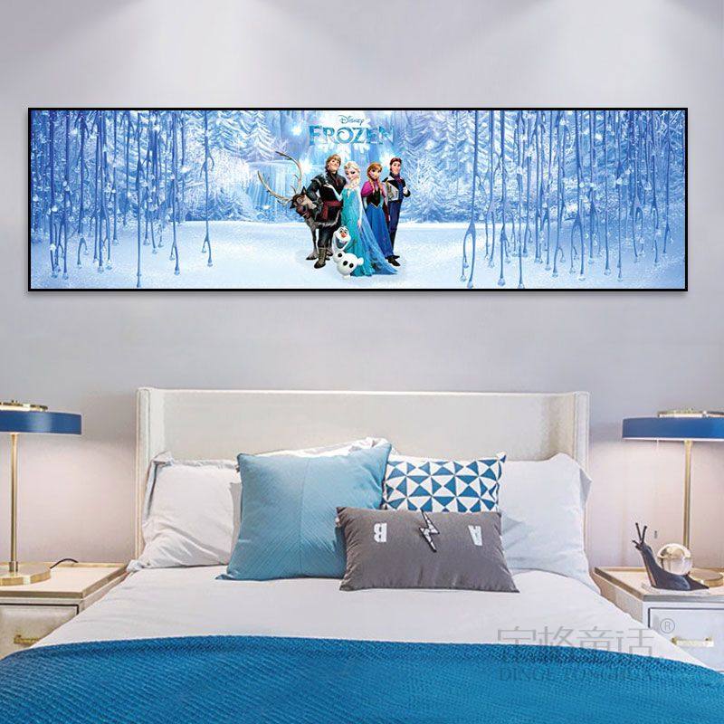冰雪奇缘儿童房装饰画艾莎公主女生房间壁画卡通动漫女孩卧室挂画